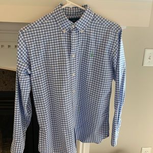 Blue, Gingham/Checkered Polo button down